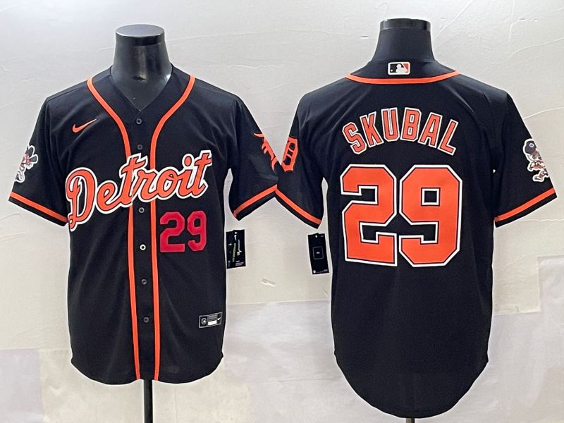 Men 2025 Detroit Tigers #29 Skubal Black Joint Name Nike MLB Jersey style 5